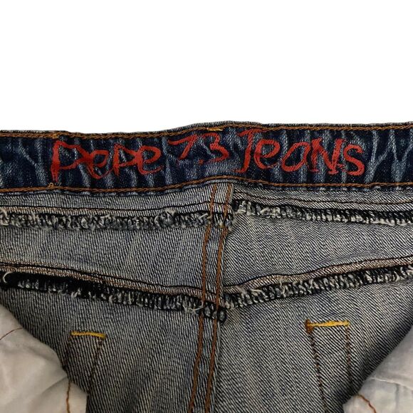 Pepe London 73 Patchwork Flared Jeans Women Size 30 x 31 Blue Denim Vintage Y2K - Picture 7 of 13